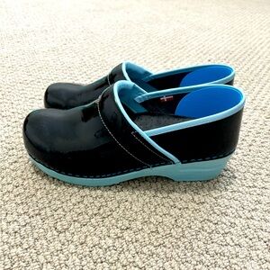 Sanita Clogs - Black with Blue Trim